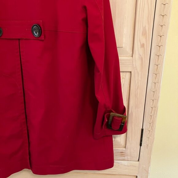 Kenneth Cole Reaction Red Trench Coat with Belted Waist Raincoat Utility - Picture 7 of 12